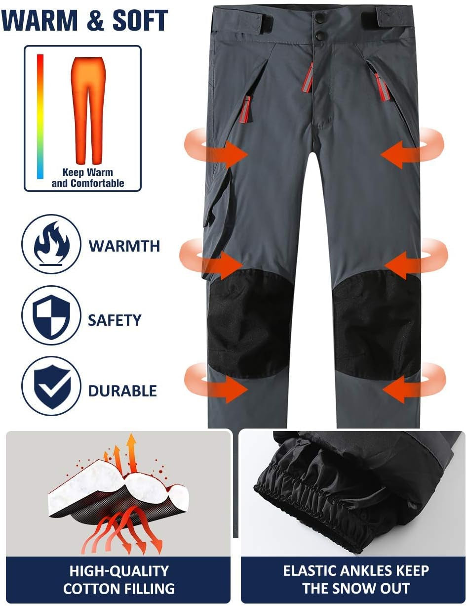 -Big-Boys-Kids-Snow-Pants-Cargo Pants Winter Warm Outdoor Ski Pants Snowboard Outdoor Waterproof Insulated Pocket