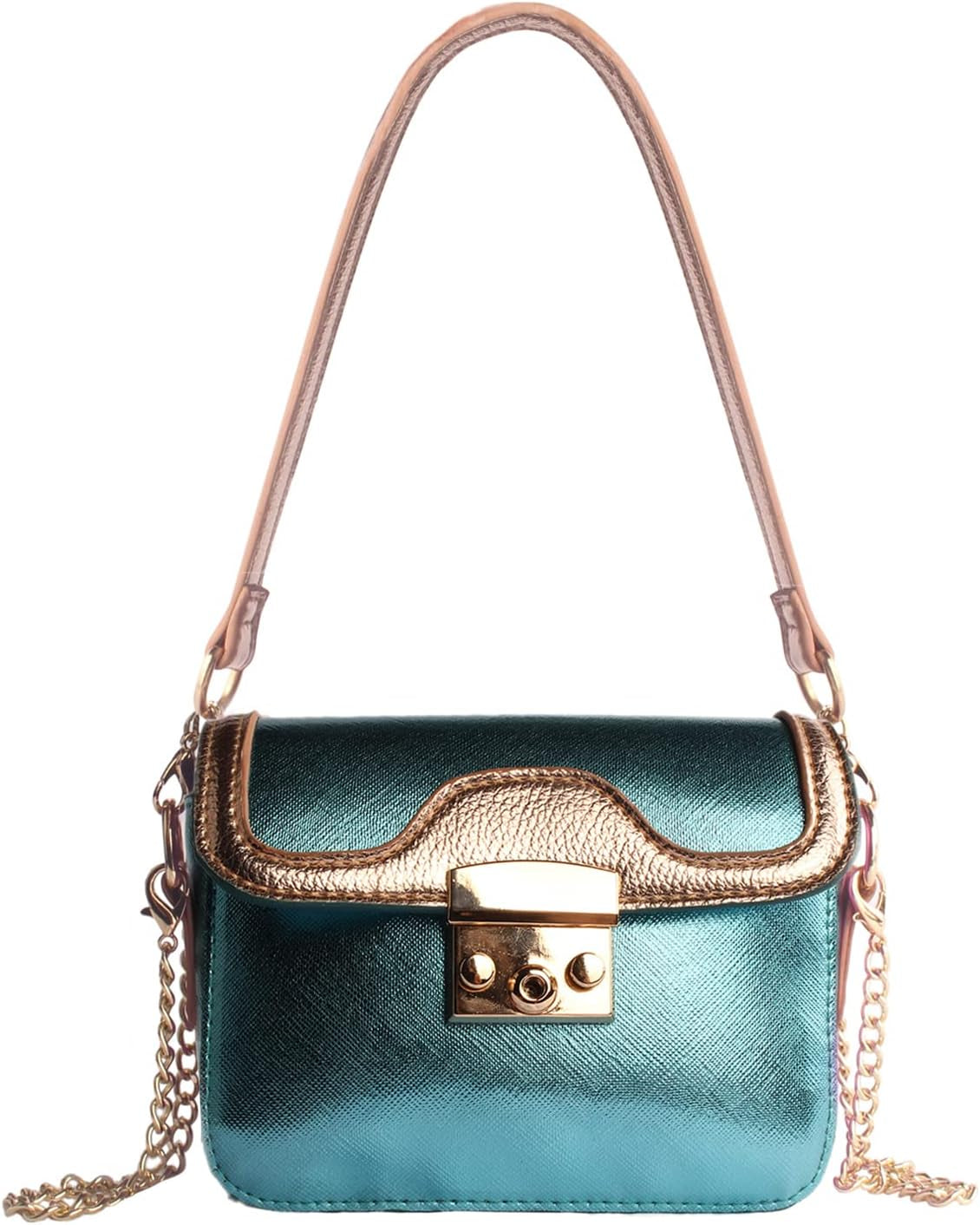 Little Girl Purses, Purse for Little Girls, Kids Toddler Purse Small Girl Crossbody Dress Purse Waterproof Gift Handbags-Metallic Blue Teal