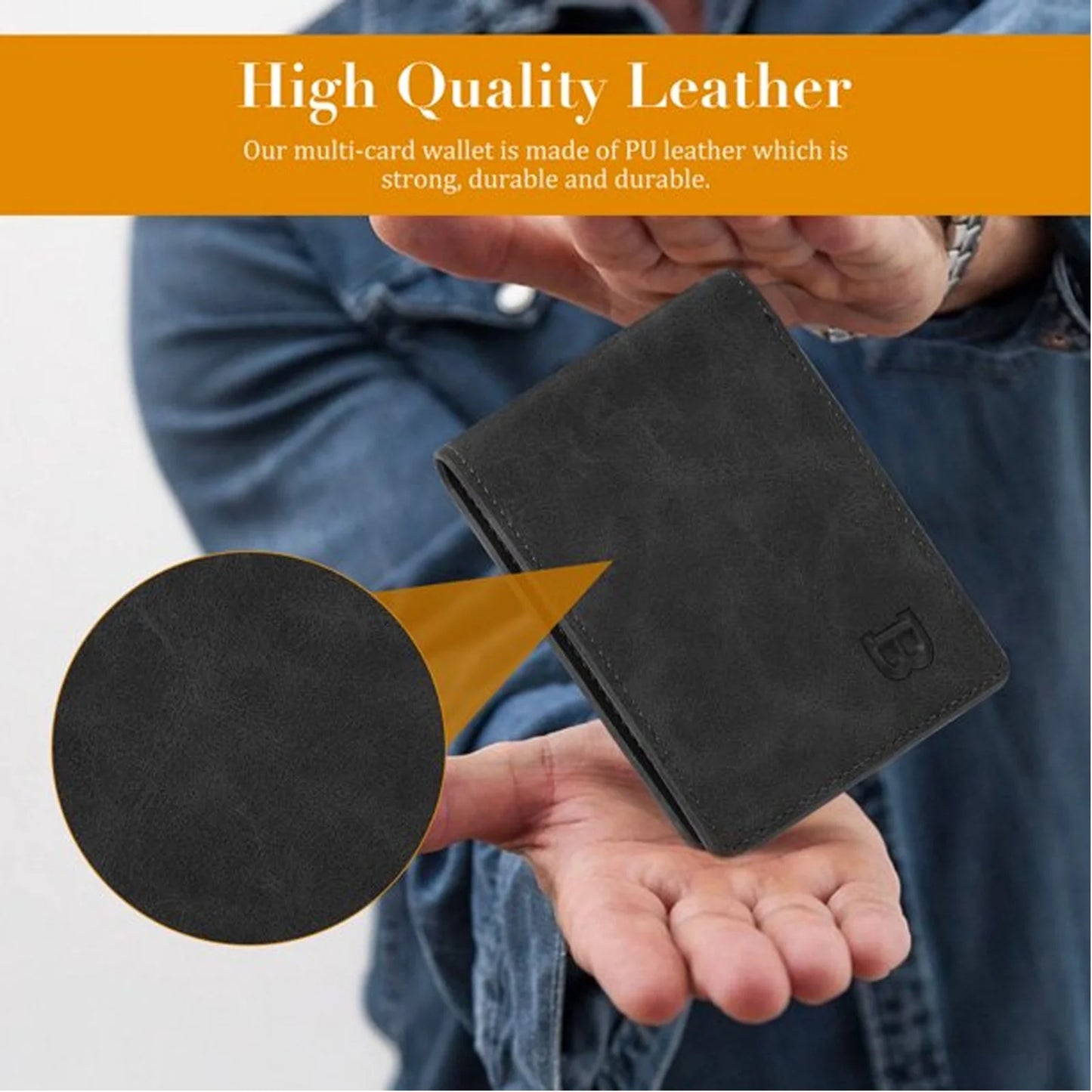 Pu Leather Wallet for Men Tsv Men'S Bifold Wallet Slim Minimalist Front Pocket Wallet Id Window Card Case Rfid Blocking Wallet with 6 Slots Slots Purse Black/Brown,Wallet
