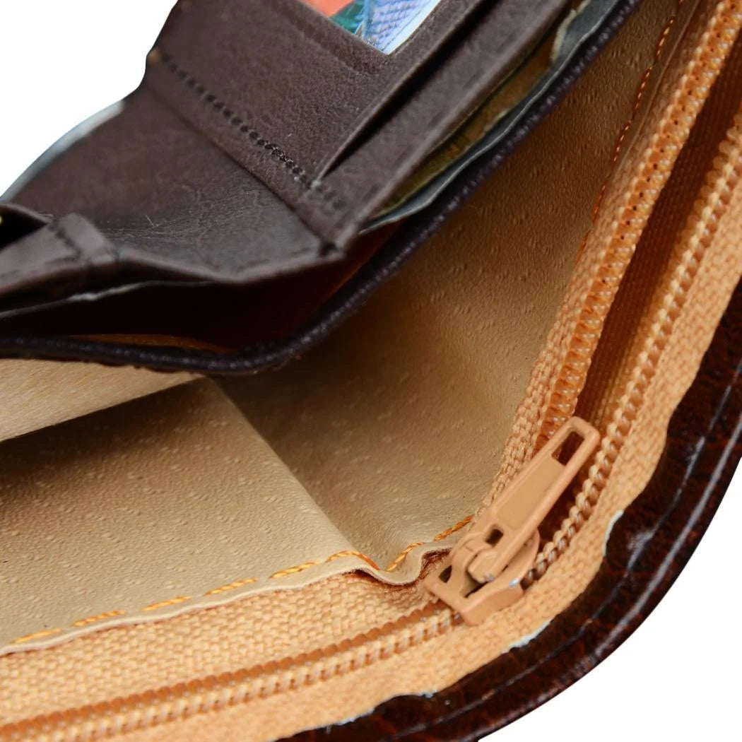 Mens Leather Wallet Money Pockets Credit/Id Cards Holder Purse,2 Colors