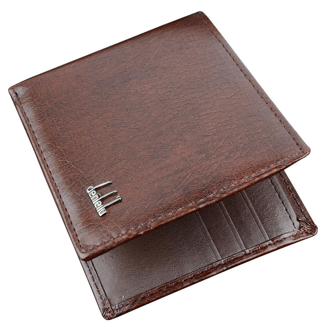 Mens Leather Wallet Money Pockets Credit/Id Cards Holder Purse,2 Colors