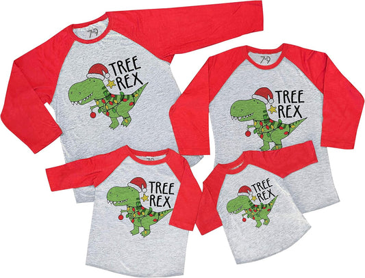 Matching Family Christmas Shirts - Tree Rex Dinosaur Red Shirt