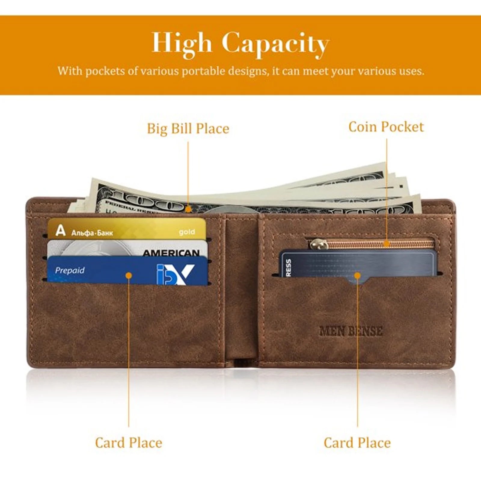 Pu Leather Wallet for Men Tsv Men'S Bifold Wallet Slim Minimalist Front Pocket Wallet Id Window Card Case Rfid Blocking Wallet with 6 Slots Slots Purse Black/Brown,Wallet